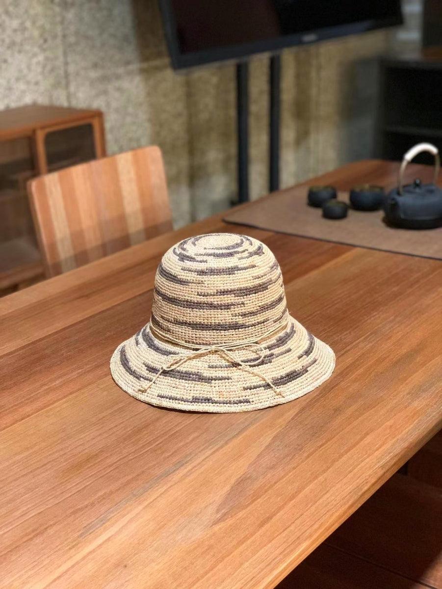 Grey Raffia Sun Hat