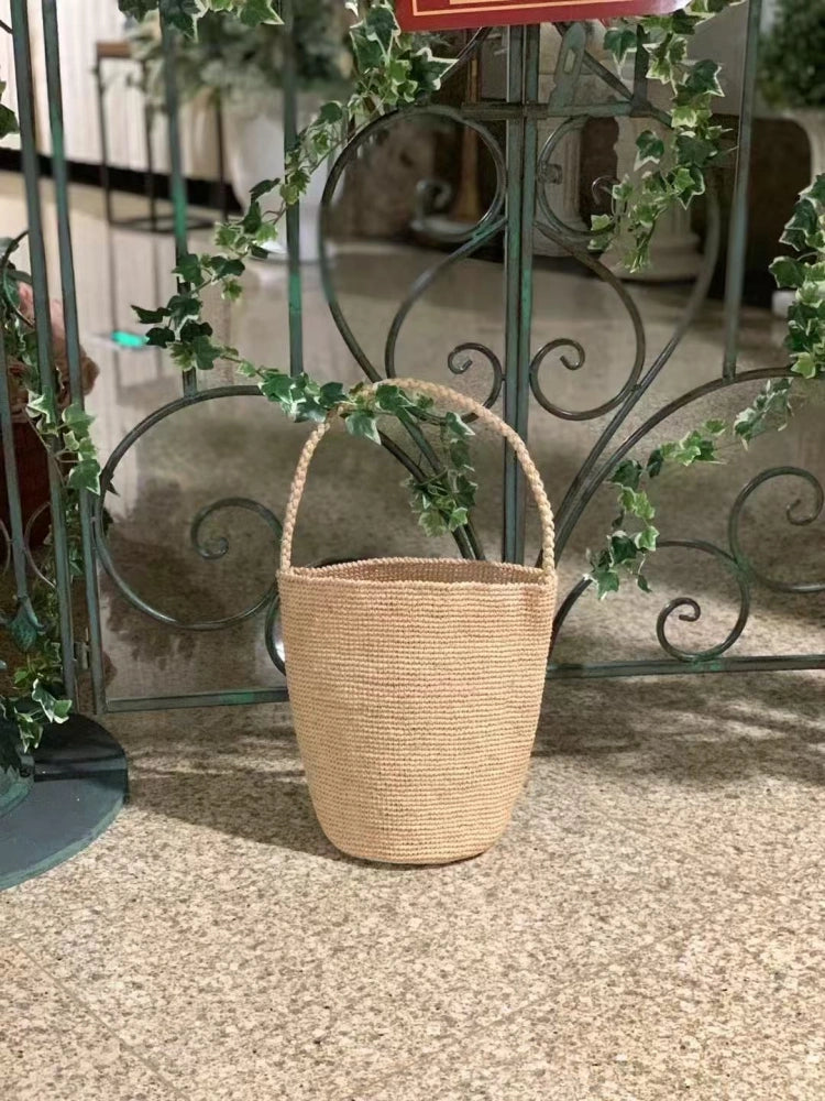 Raffia Bucket Bag Minimalist Style