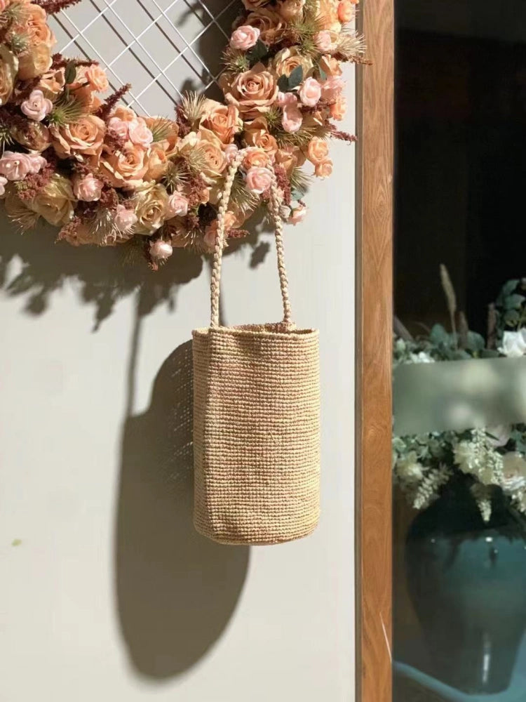 Raffia Bucket Bag Minimalist Style