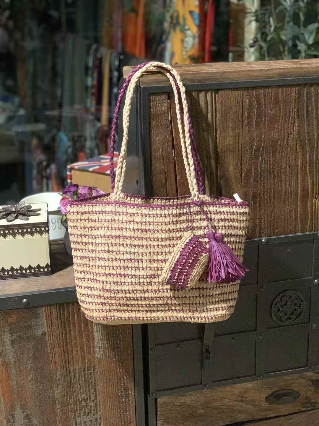 Xi Raffia Bag With Mini Pouch