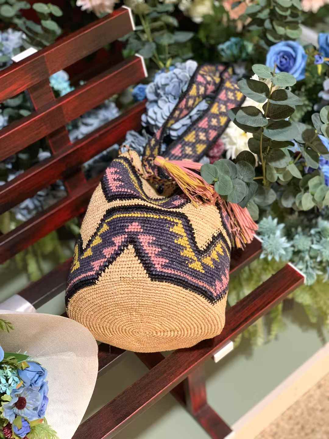 Gong Raffia Bucket Bag