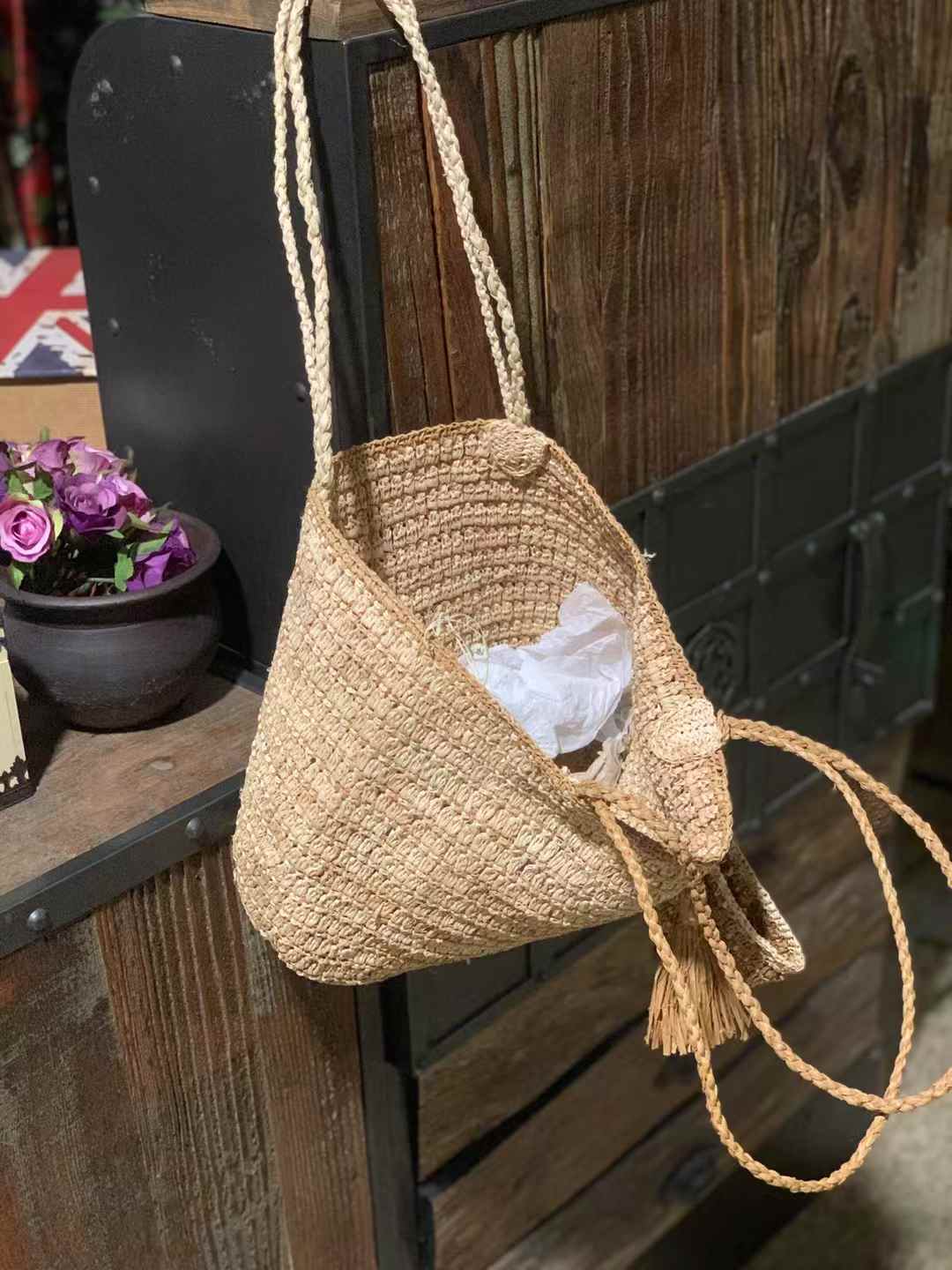 Xi Raffia Bag With Mini Pouch