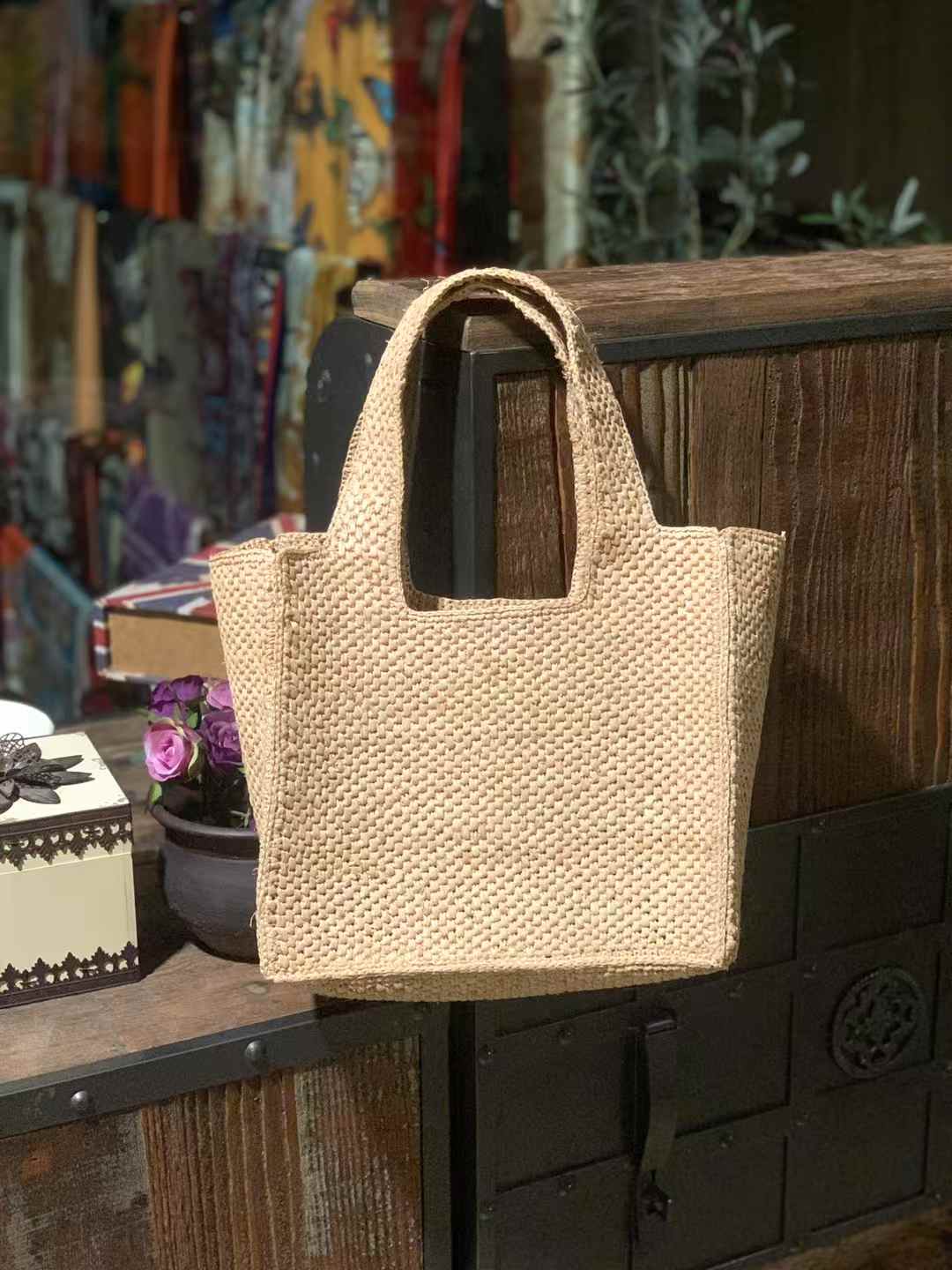 Beige Color Swanmei Straw Tote
