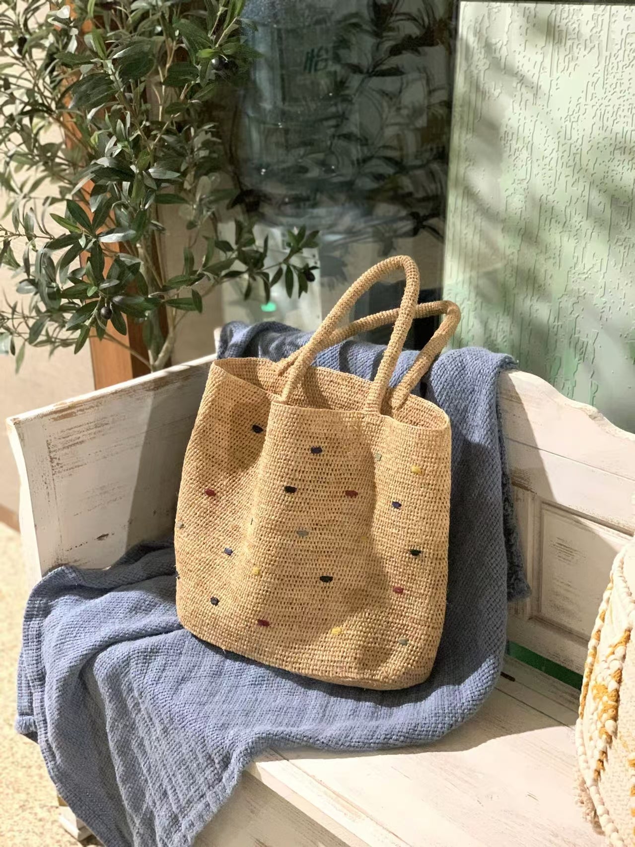 Starry Raffia Bag Woven Handle