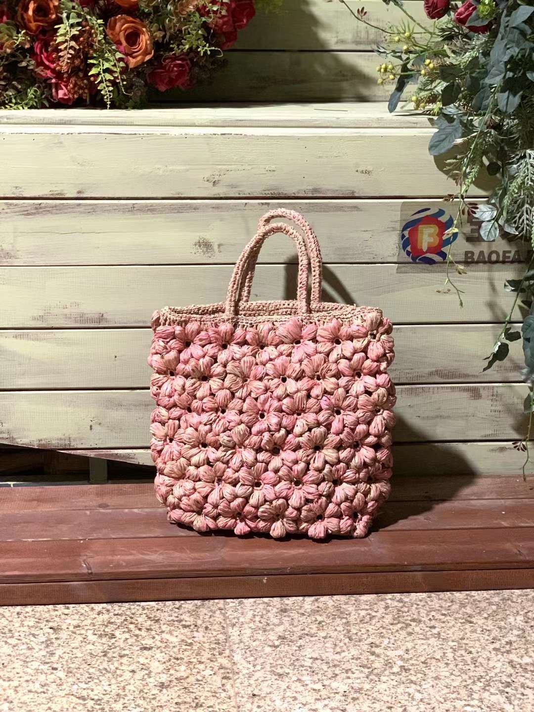 Folli Crochet Bag Puff Flower Pink