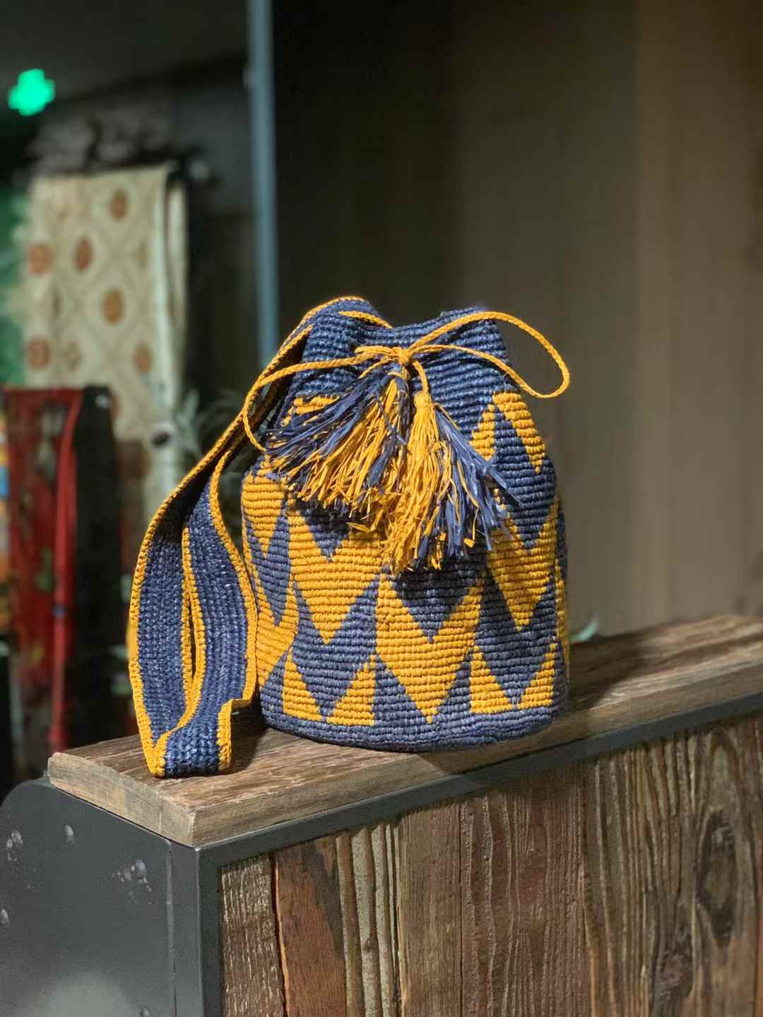multi color crossbody bucket bag