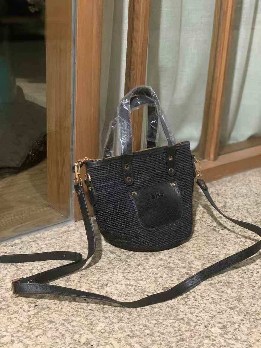 Black raffia crossbody bag