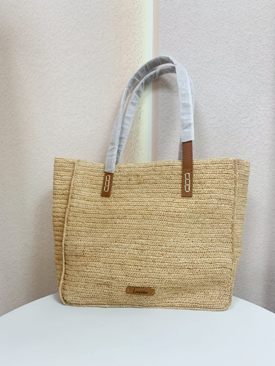 Kani Straw Tote Leather Strap
