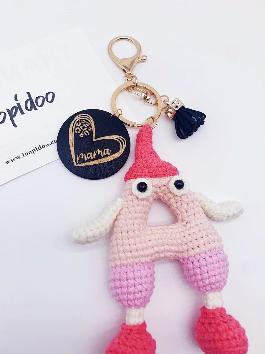Hand Crochet Key Chain Bag Charm Personalized Name Gift