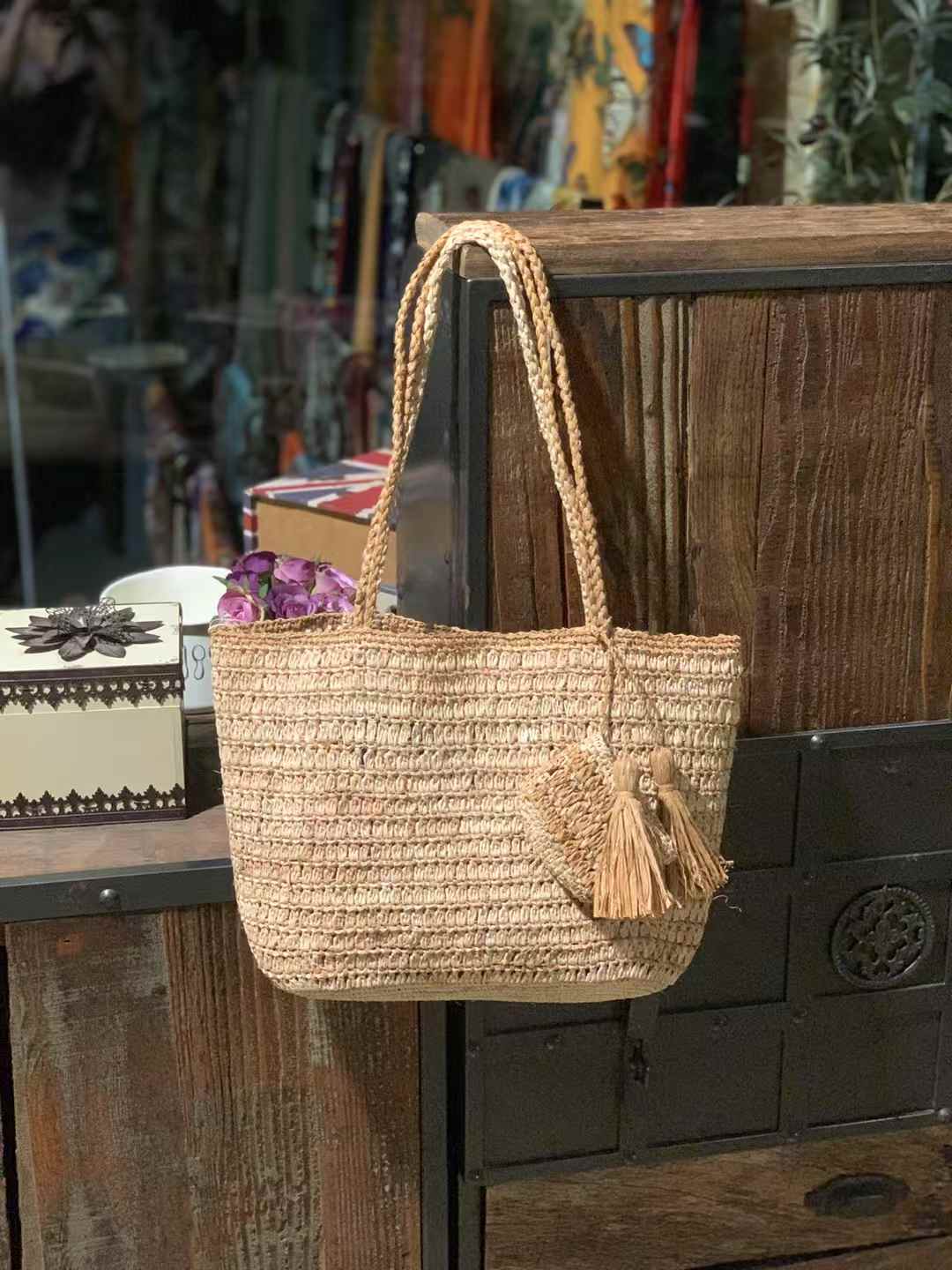 Xi Raffia Bag With Mini Pouch