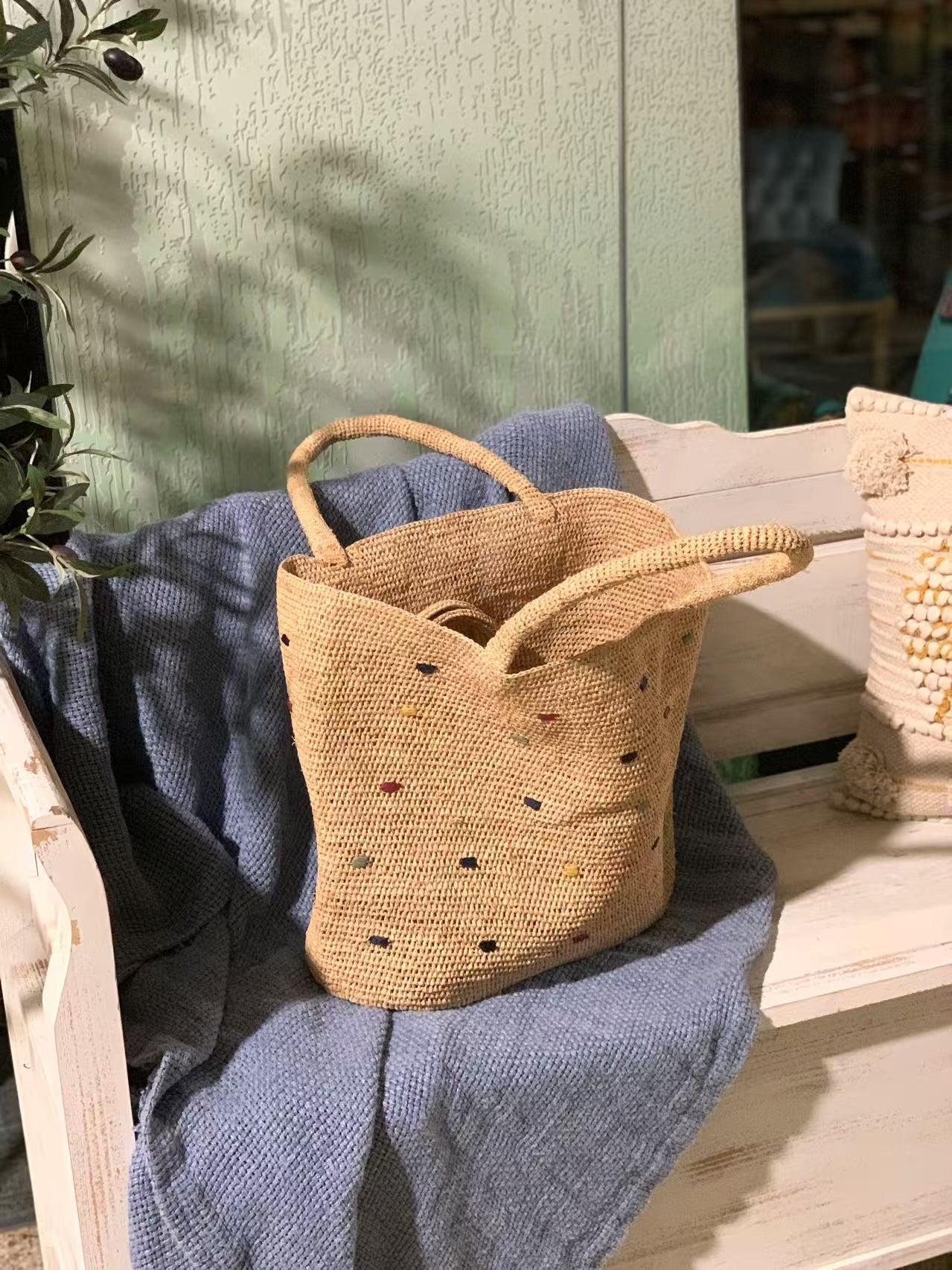 Starry Raffia Bag Woven Handle