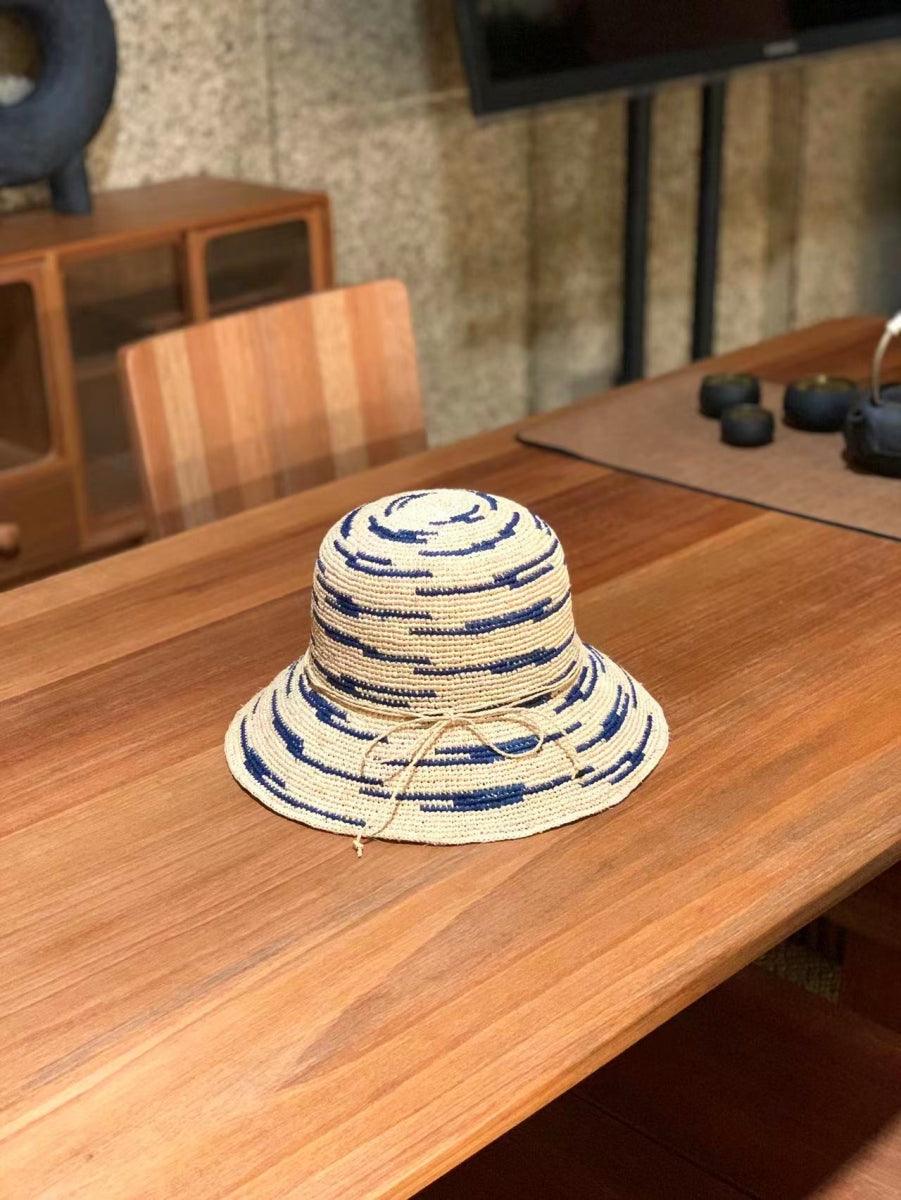 Navy Raffia Sun Hat