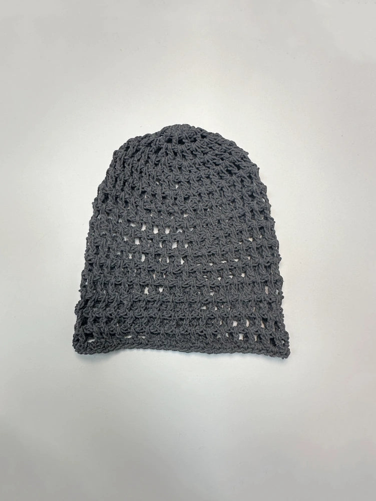 Sally Crochet Slouchy Beanie Grey