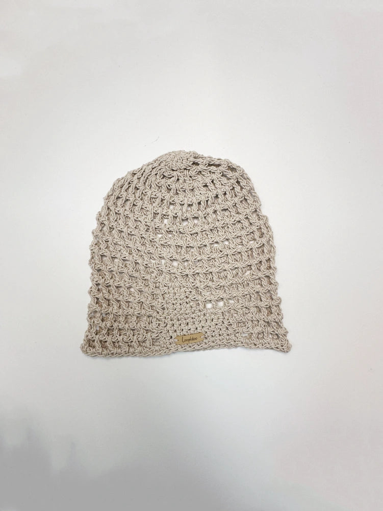 Sally Crochet Slouchy Beanie Grey