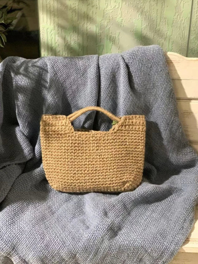 classic small tote for women, handmade in hemp