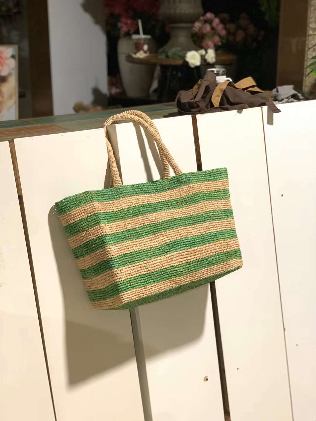 crochet raffia tote bag for women