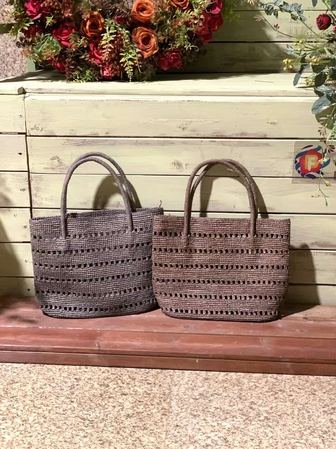 Brown Raffia Bag