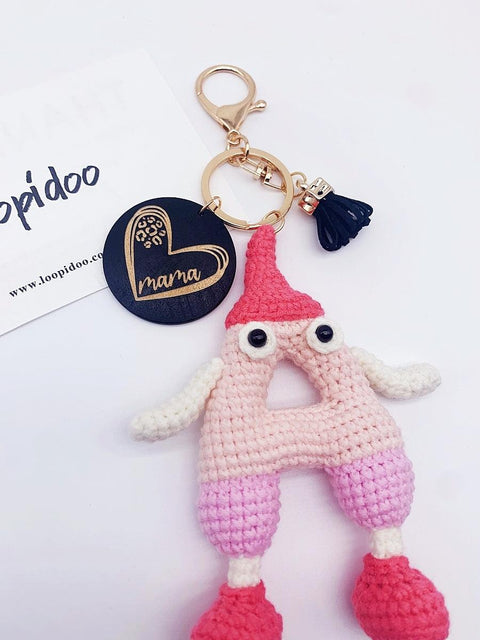 Hand Crochet Key Chain Bag Charm Personalized Name Gift Loopidoo