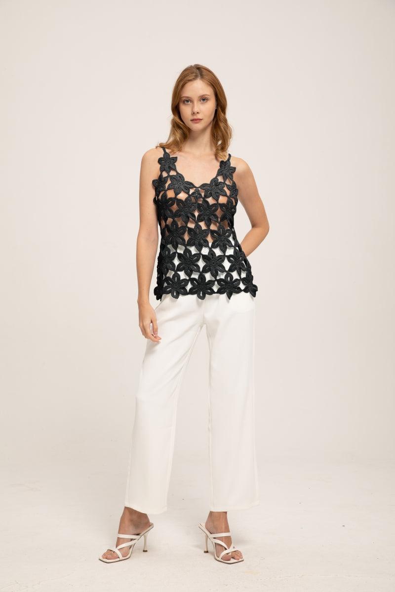 Hand Crocheted Top Summer Cover Up Lily Floral