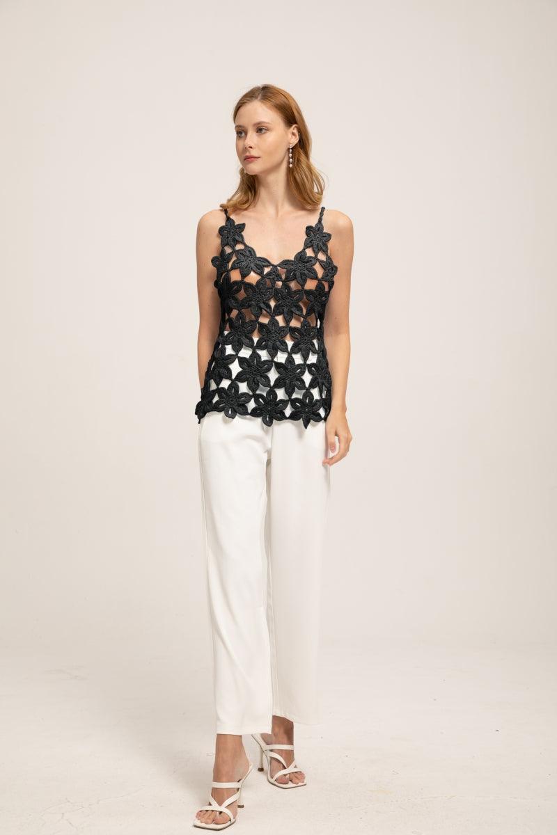 Hand Crocheted Top Summer Cover Up Lily Floral