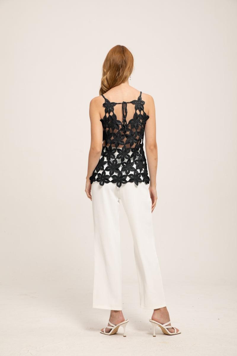 Hand Crocheted Top Summer Cover Up Lily Floral