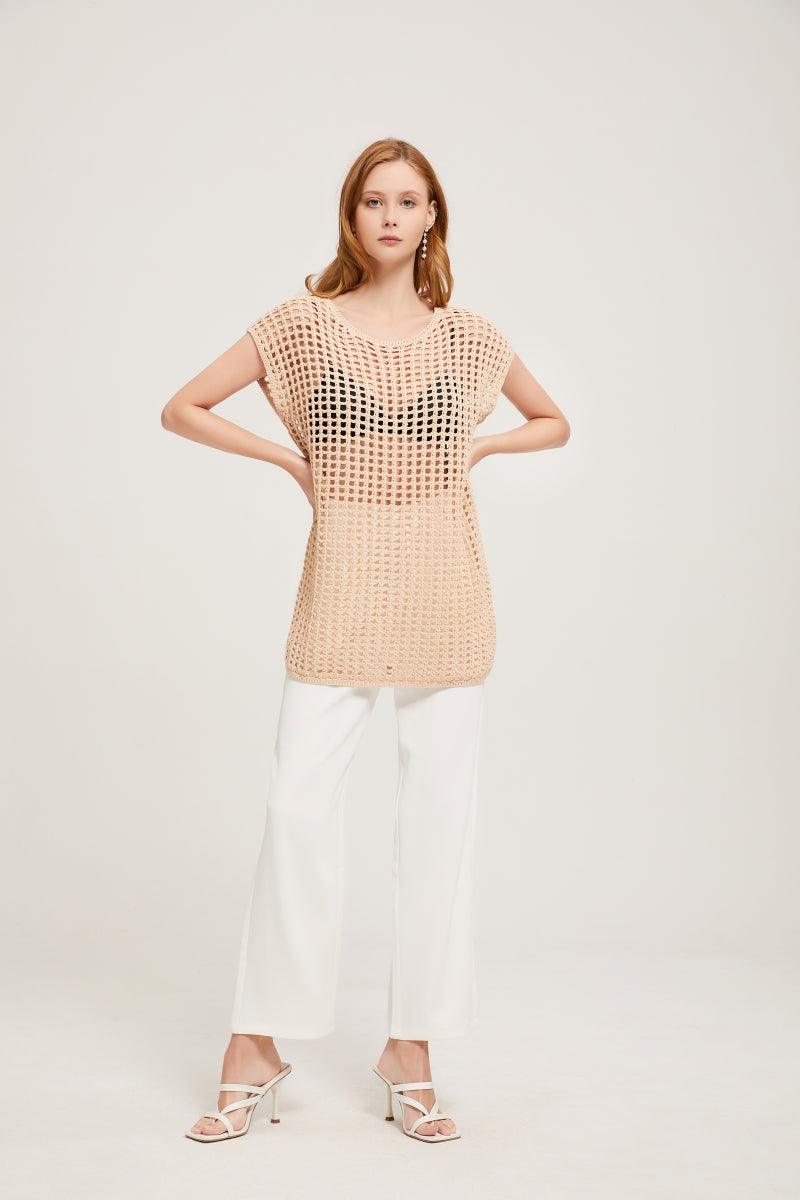 Sunki Crochet Round Neck Cover Up