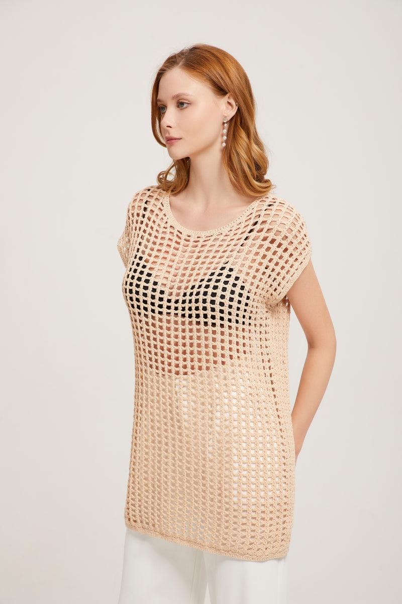 Sunki Crochet Round Neck Cover Up