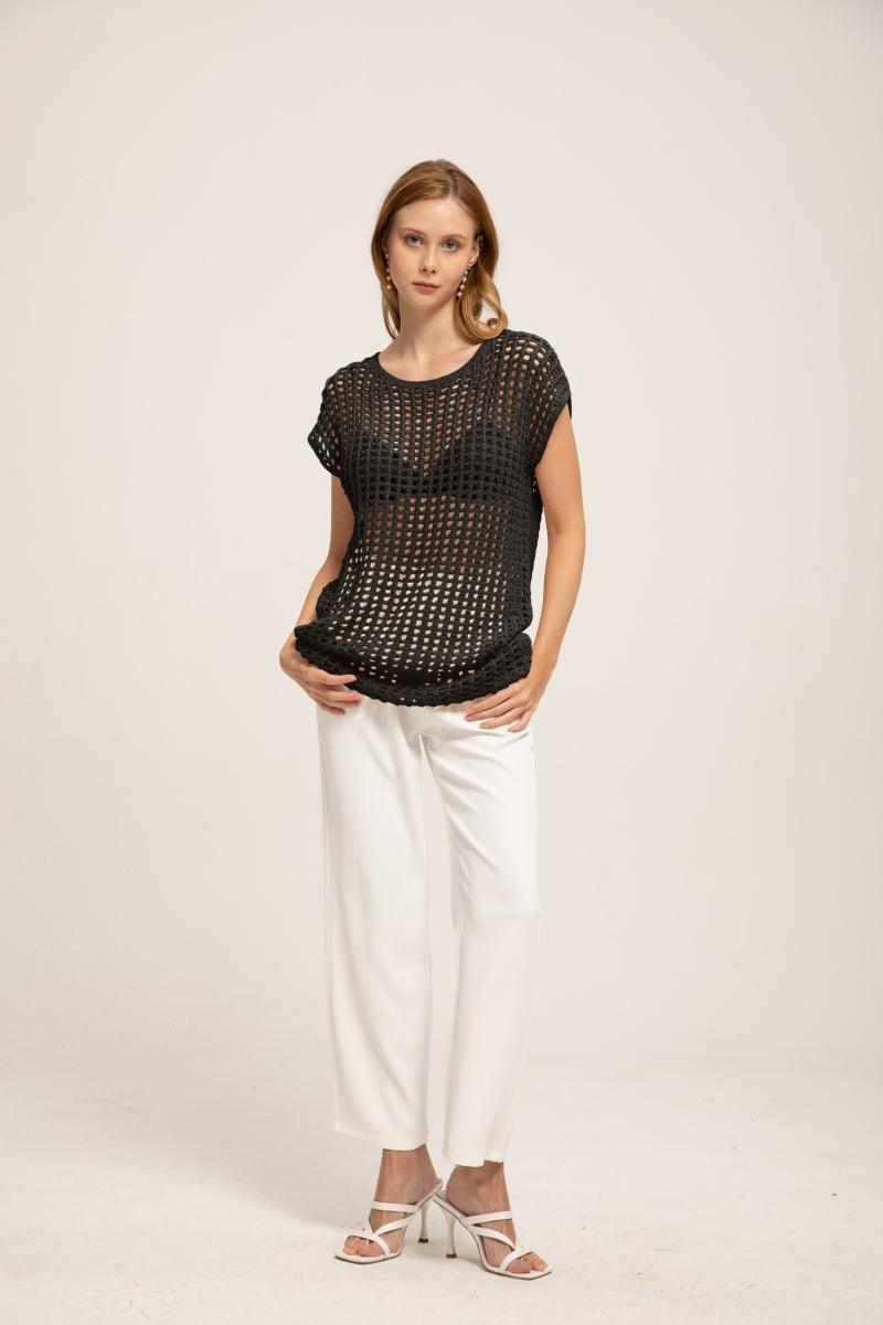 Sunki Crochet Round Neck Cover Up Neck Top