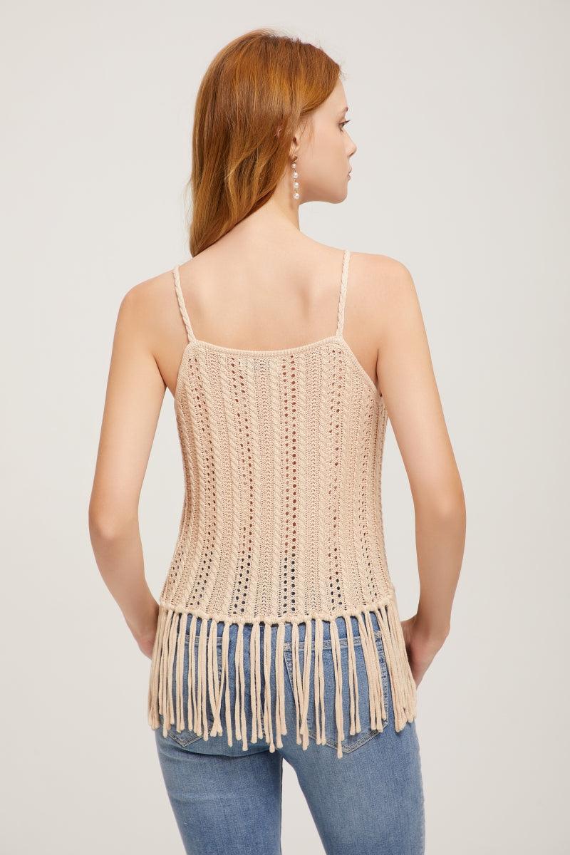 Spring Blossom Fringe Hand Crochet Strap Top