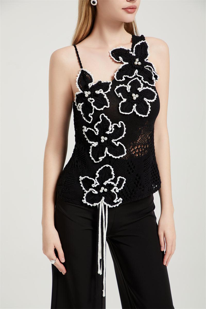 Hand Crochet Hong Kong Orchid Top One Shoulder Top