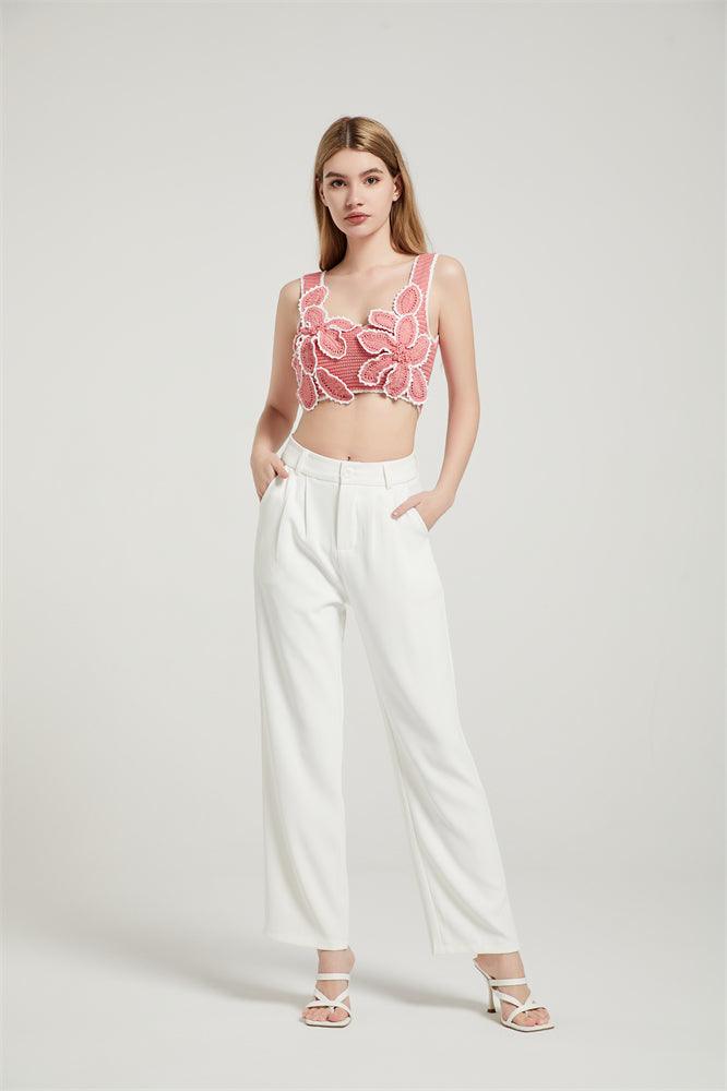 Crop Top With Hand Crochet Hong Kong Orchid