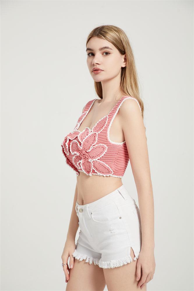 Crop Top With Hand Crochet Hong Kong Orchid