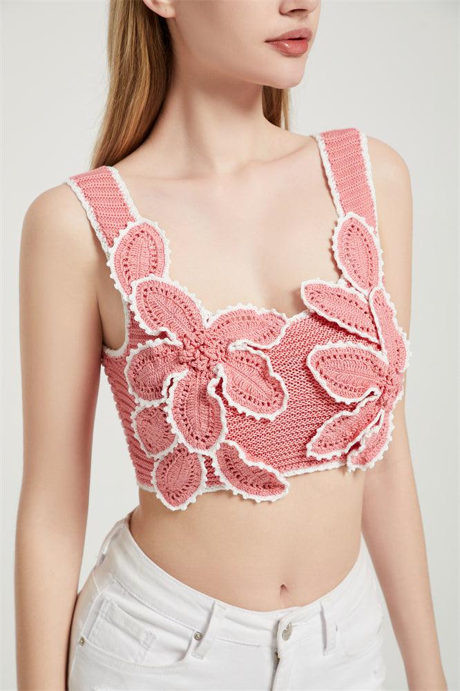 Crop Top With Hand Crochet Hong Kong Orchid