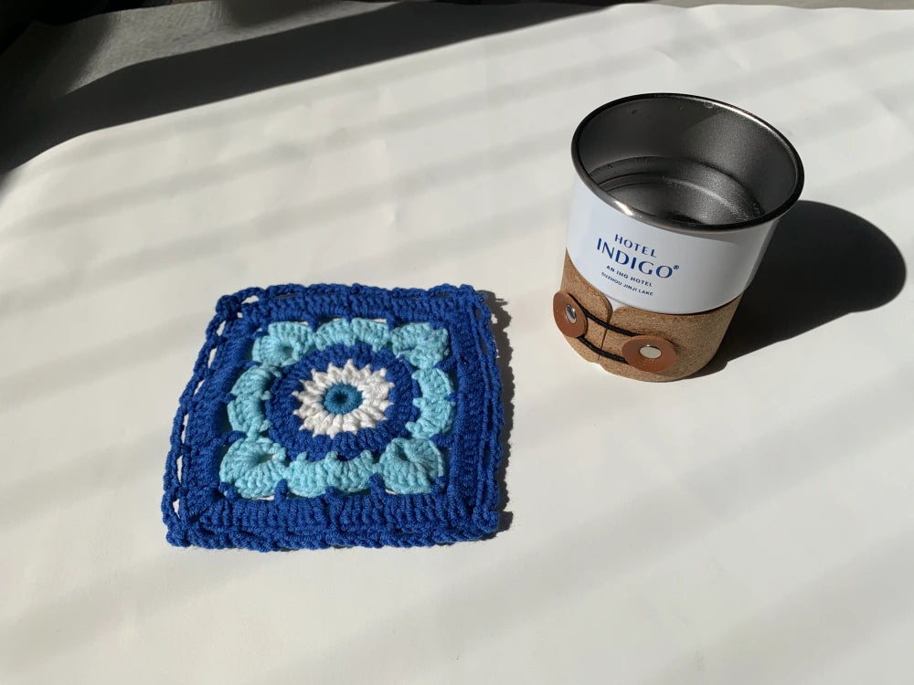 Retro Granny Square Crochet Coaster