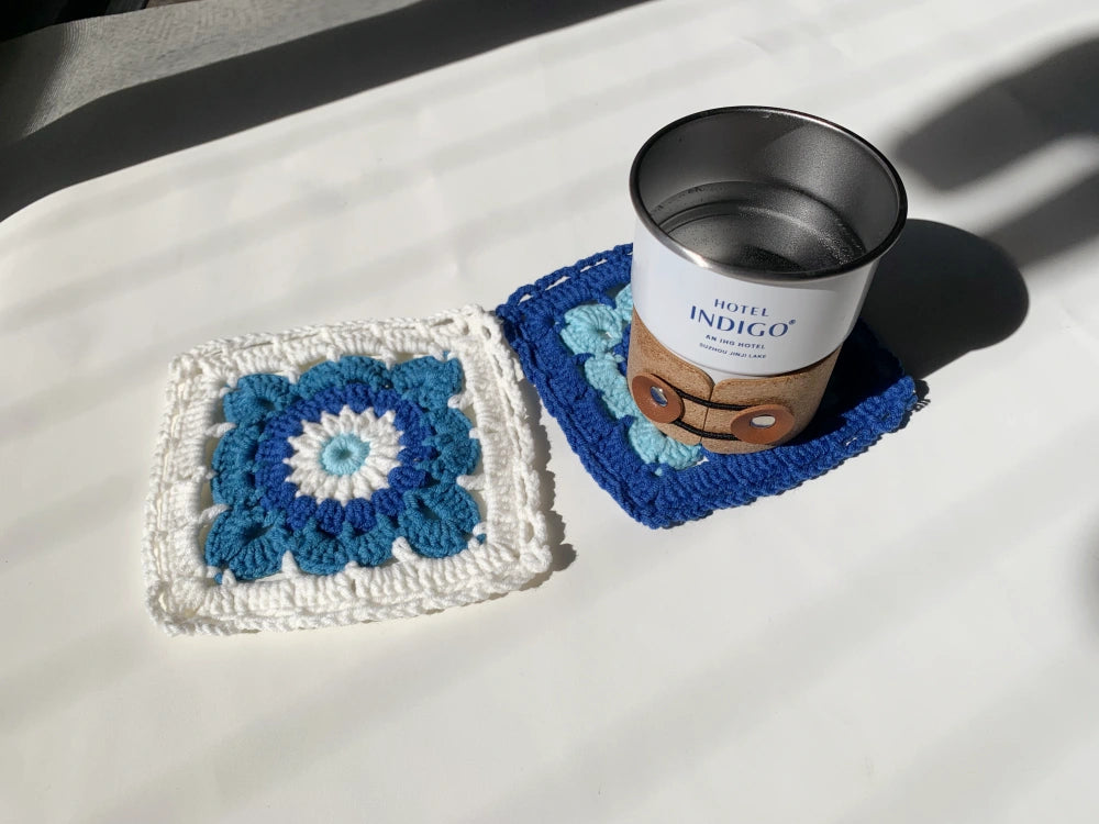 Retro Granny Square Crochet Coaster