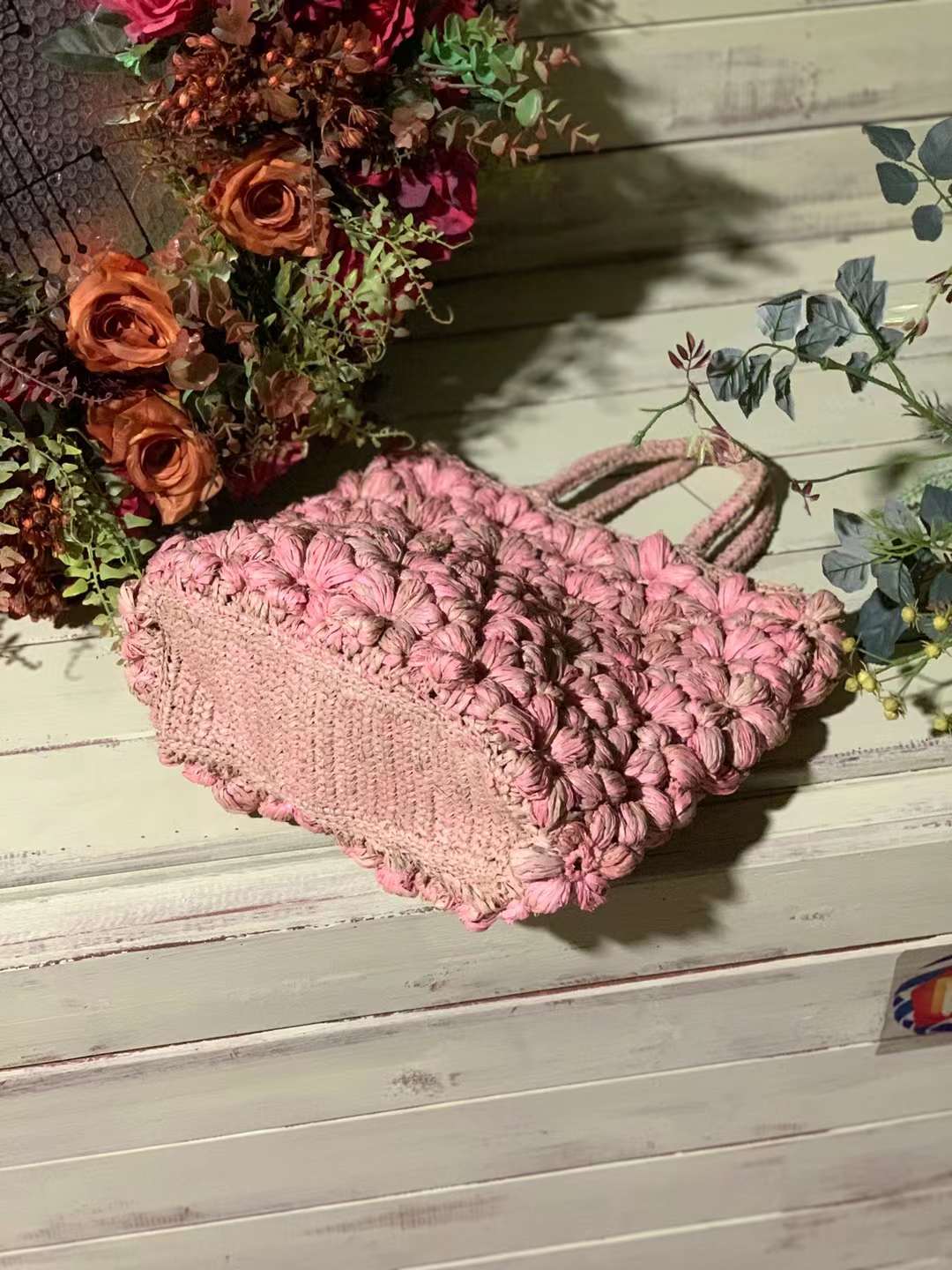 Folli Crochet Bag Puff Flower Pink