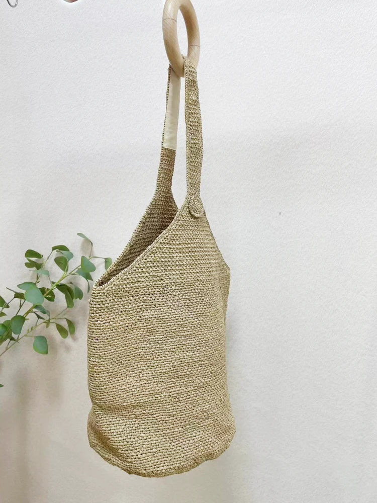 Caca Raffia Crochet Bucket Bag