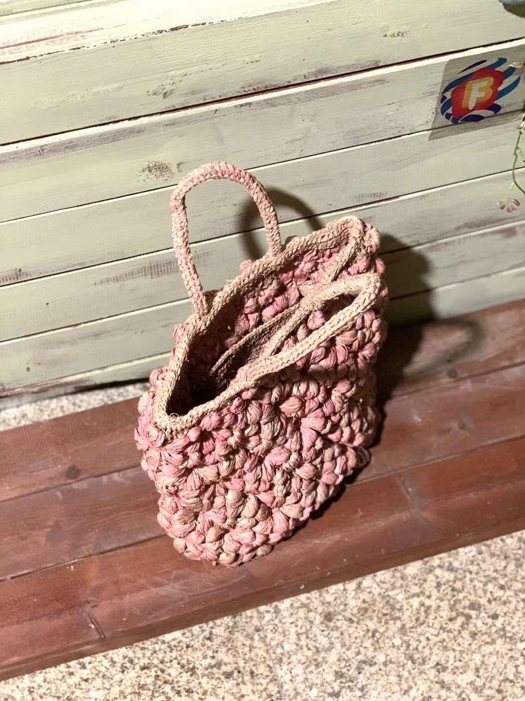 Folli Crochet Bag Puff Flower Pink